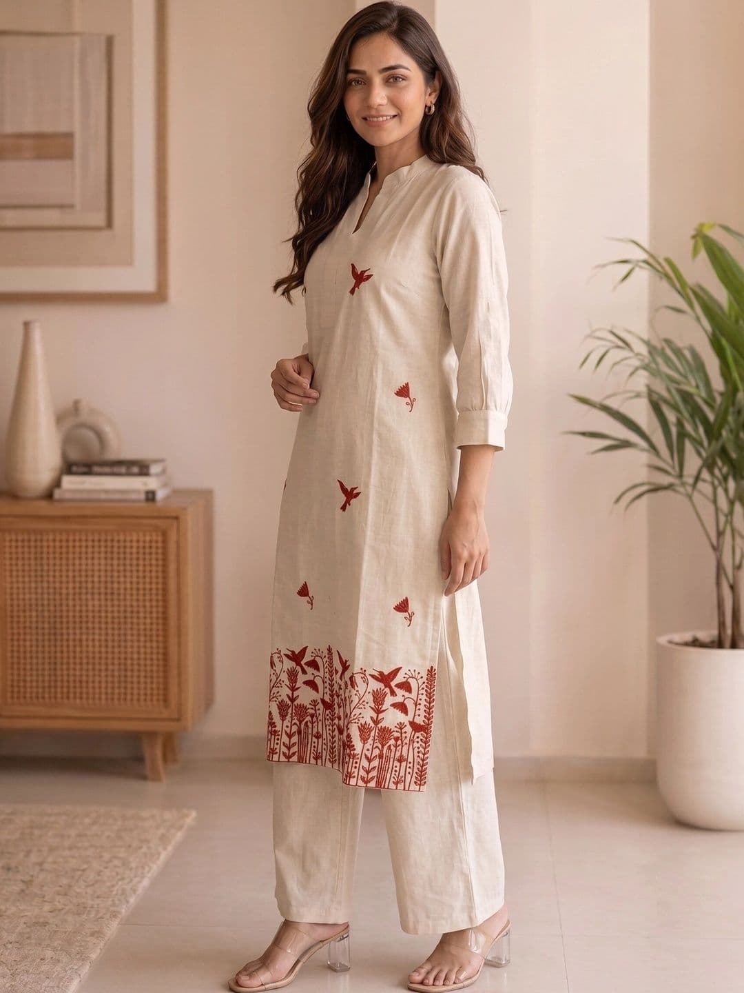 KALINI Women Ethnic Motifs Embroidered Regular Thread Work Kurta with Palazzos thumbnail 4