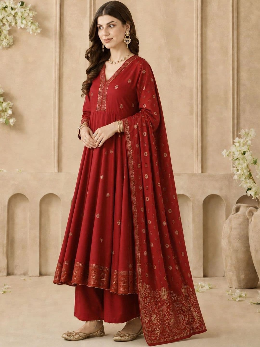 Anouk Women Ethnic Motifs Printed Empire Kurta with Palazzos & With Dupatta thumbnail 2
