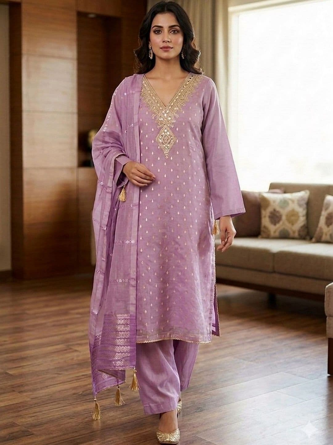 TAVAS Embroidered Unstitched Dress Material - view 1