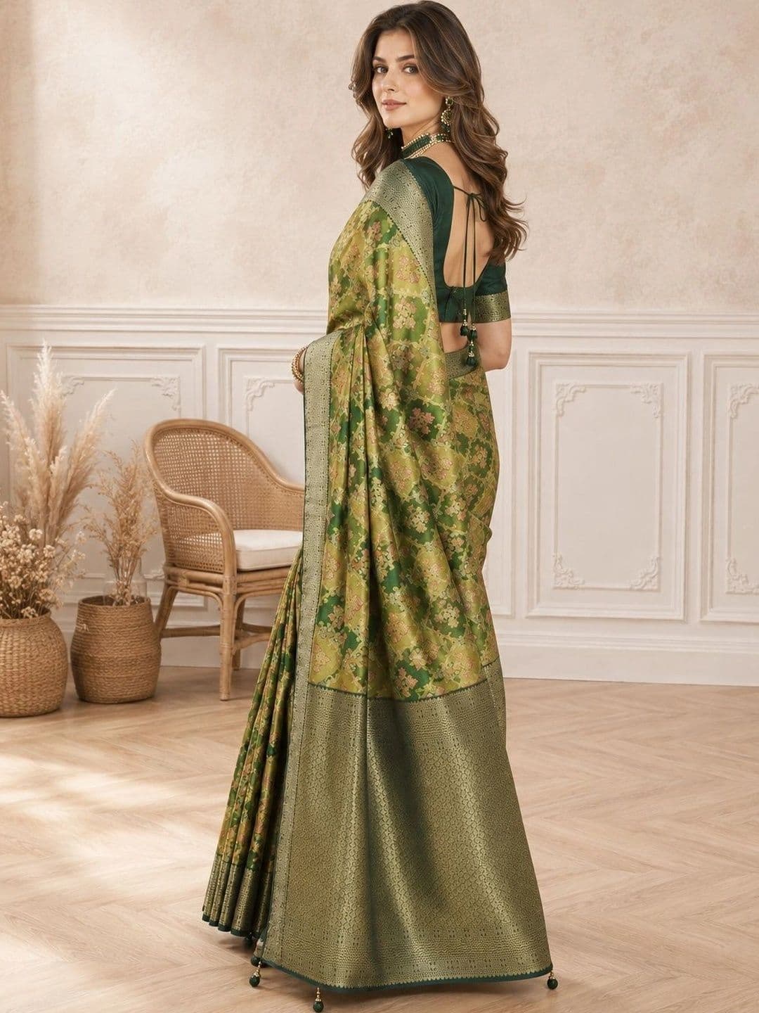 all about you  Women Woven Design Zari Silk Cotton Fusion Saree thumbnail 5