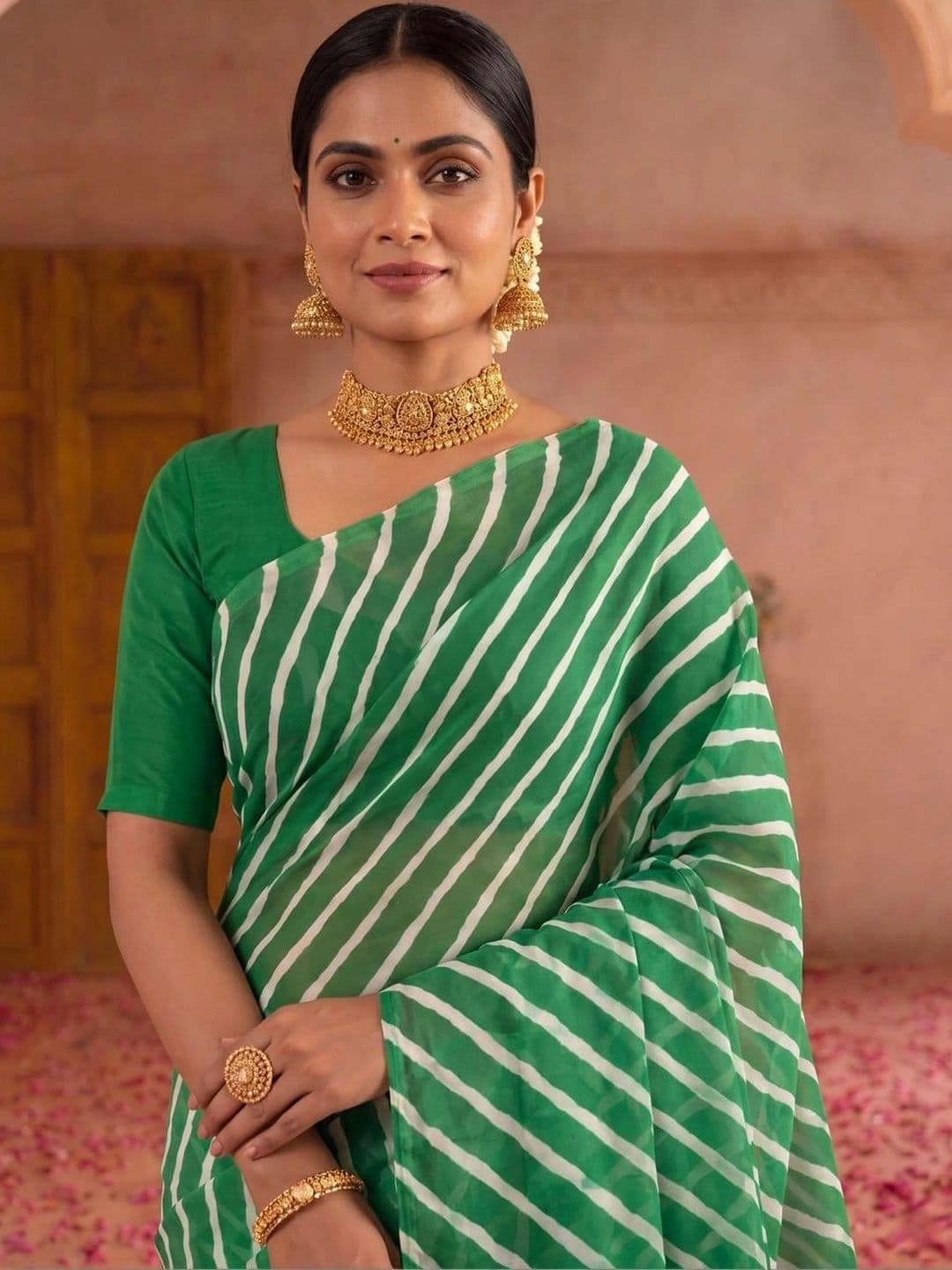 SAMANTHA Leheriya Poly Georgette Leheriya Saree thumbnail 2