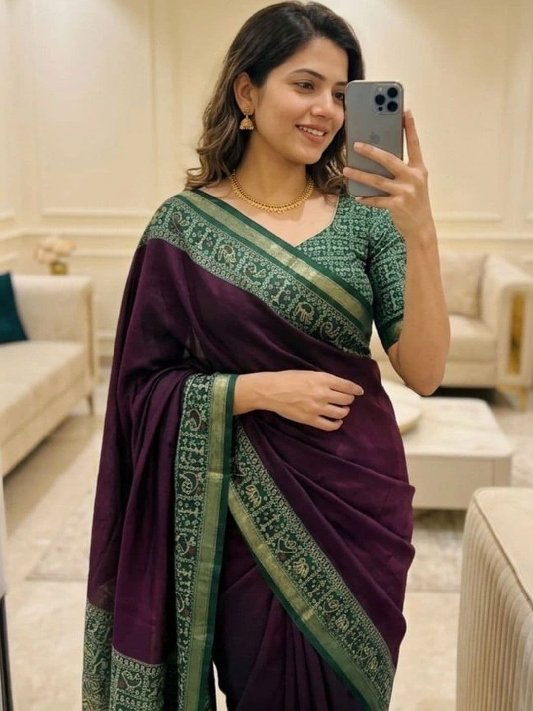 BOLOKA Zari Designer Mangalagiri Saree - view 1