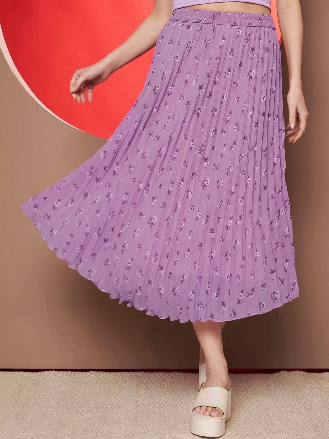 CORSICA Women Floral Accordion Pleated Midi Flared Skirt - view 1