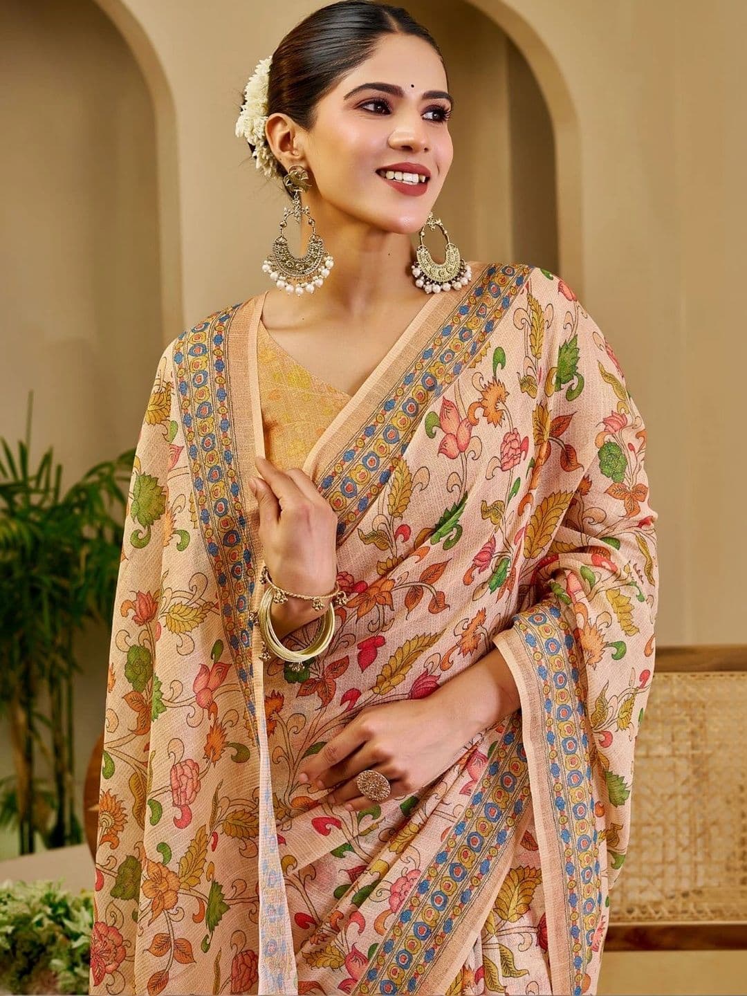 ZAMUNA Floral Tissue Designer Bhagalpuri Saree thumbnail 3