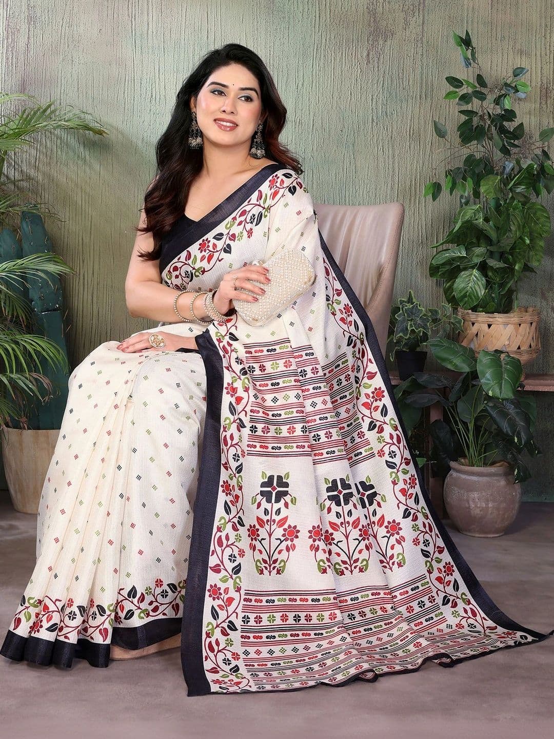 SZN Floral Art Silk Saree thumbnail 3
