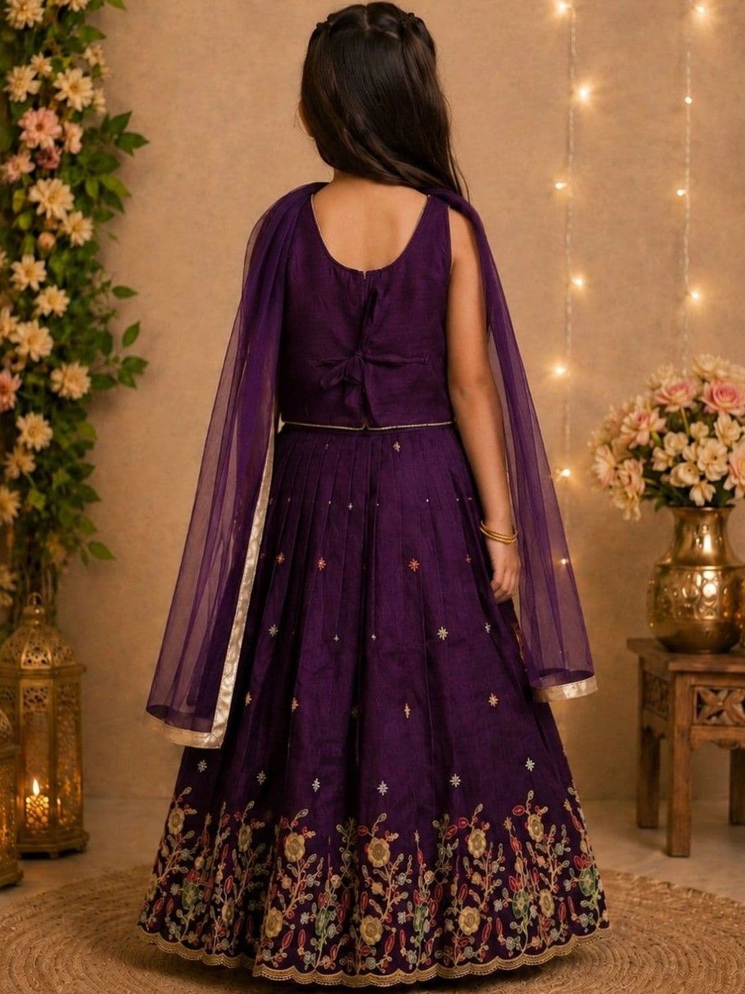 Tiny Kingdom Girls Embroidered Thread Work Ready to Wear Lehenga & Blouse With Dupatta thumbnail 3