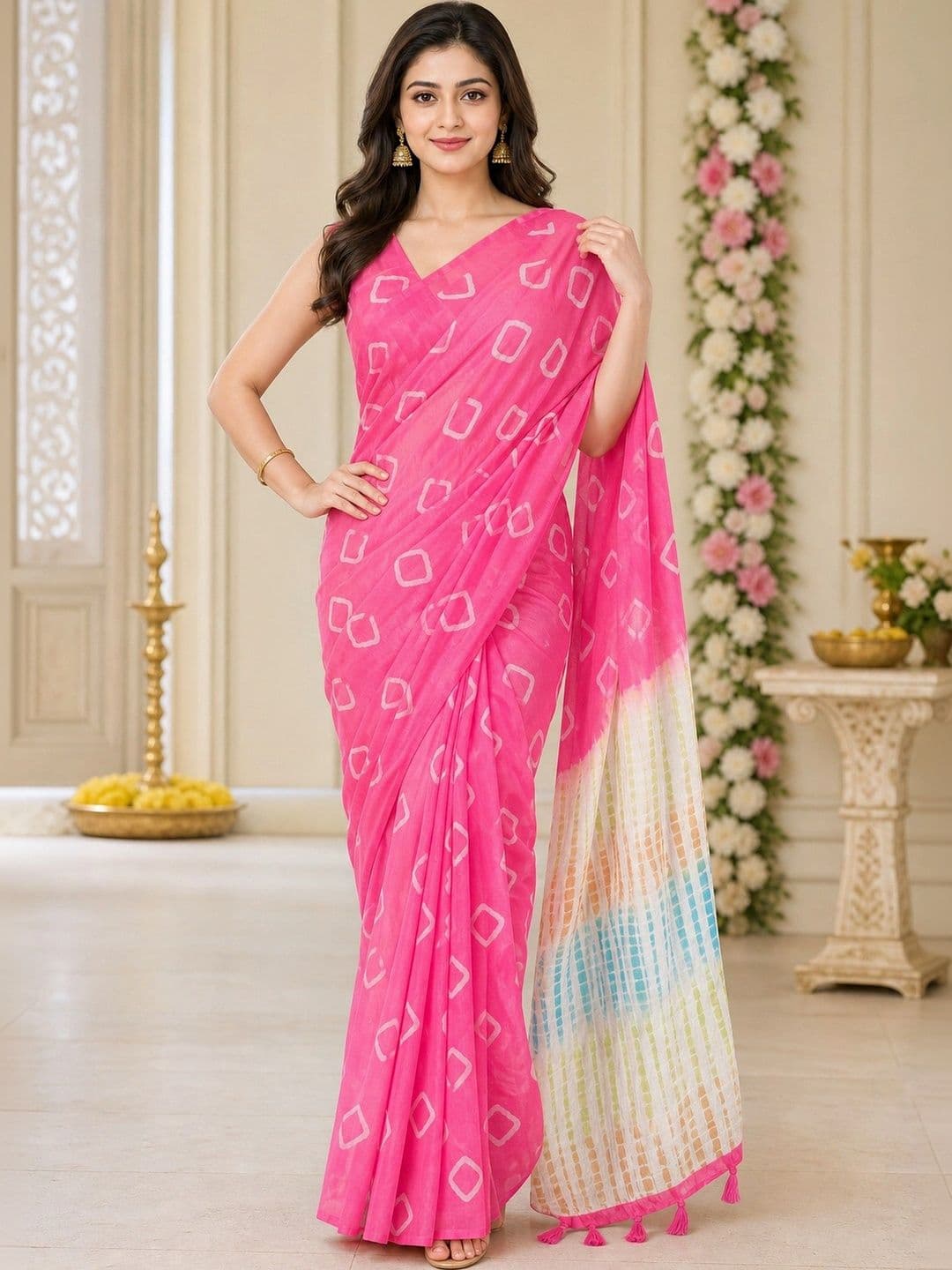 Saatika Tie and Dye Chanderi Saree thumbnail 6