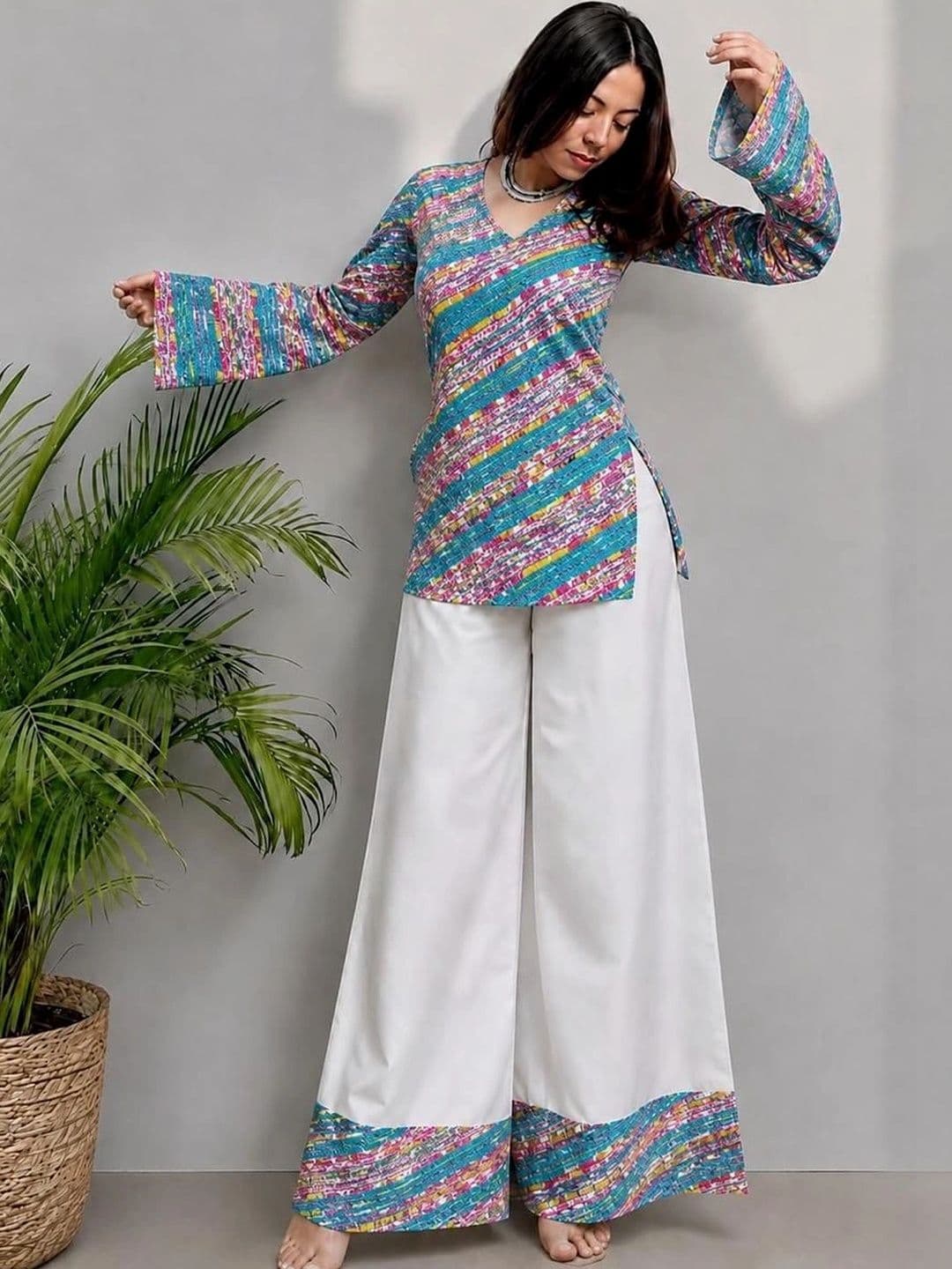 HERE&NOW X fwd Women Printed Regular Kurta with Palazzos - view 1