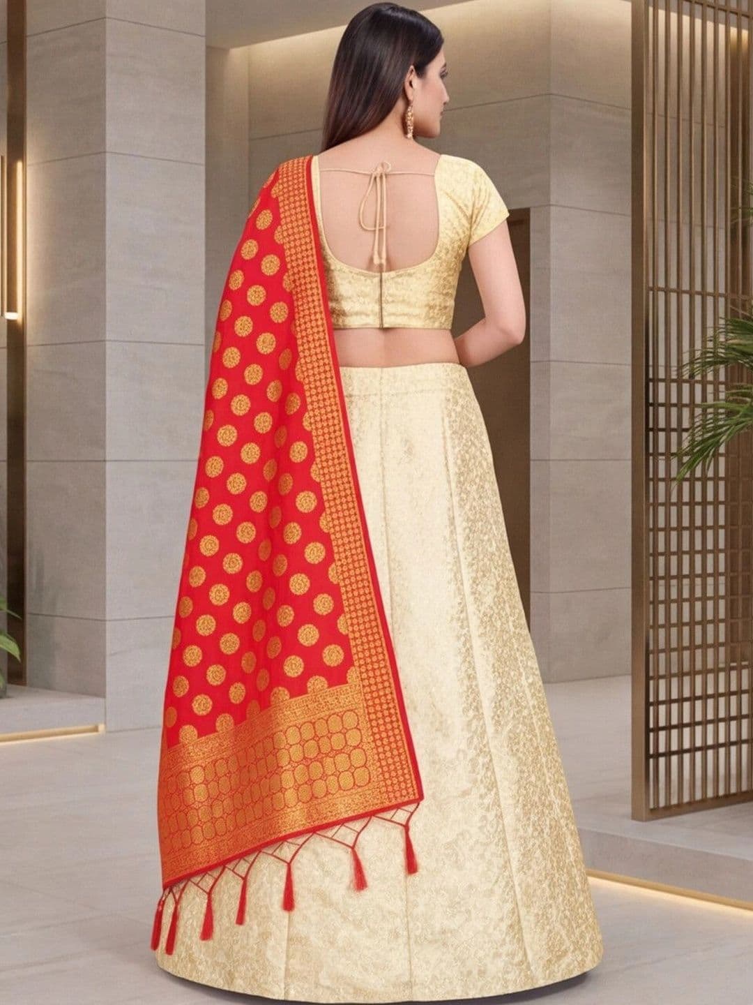Anouk Rustic Anouk Women  Rustic Semi-Stitched Lehenga & Unstitched Blouse With Dupatta thumbnail 7