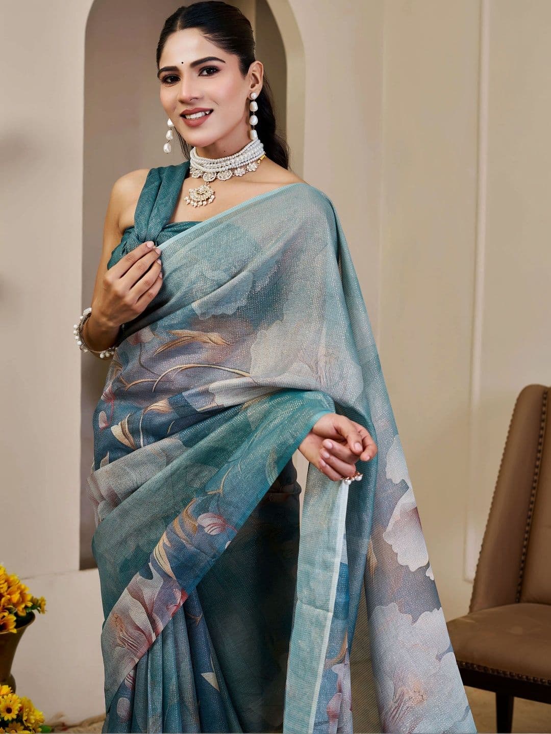 SAIYAMORI Floral Pure Cotton Saree thumbnail 7