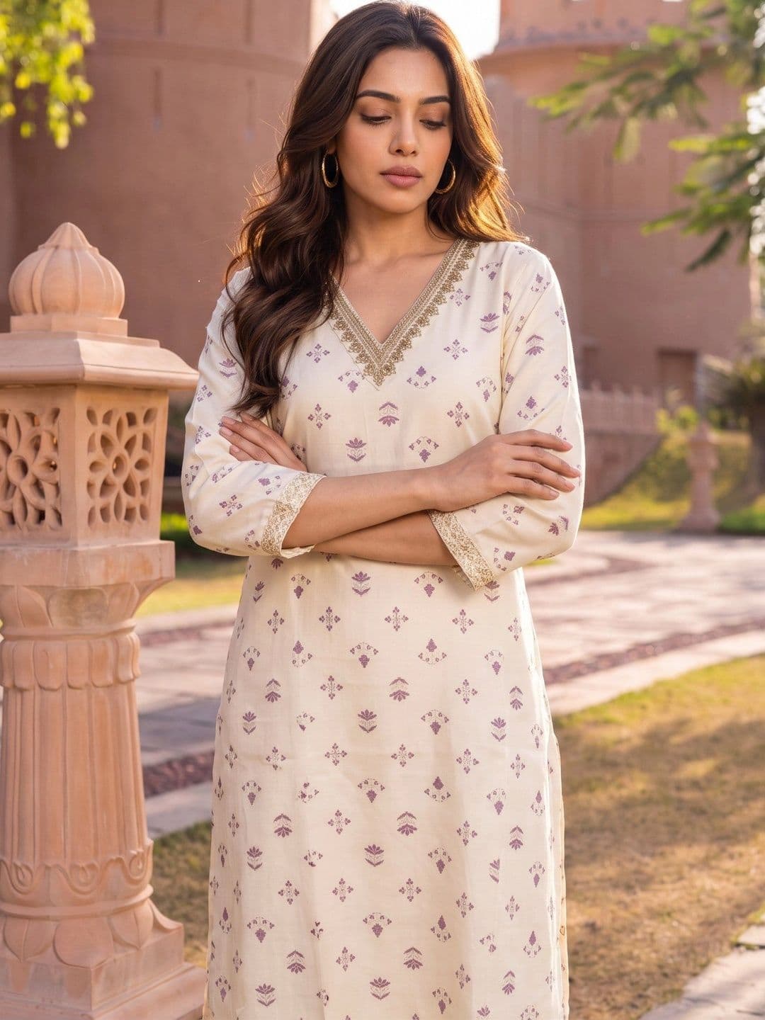 Rangita Women Ethnic Motifs Printed Thread Work Kurta thumbnail 5