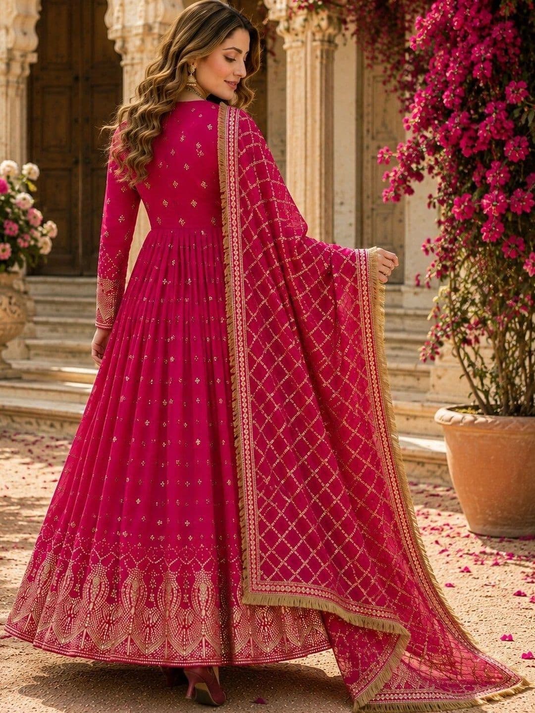 KALINI Women Ethnic Motifs Embroidered Empire Kurta with Pyjamas & With Dupatta thumbnail 6