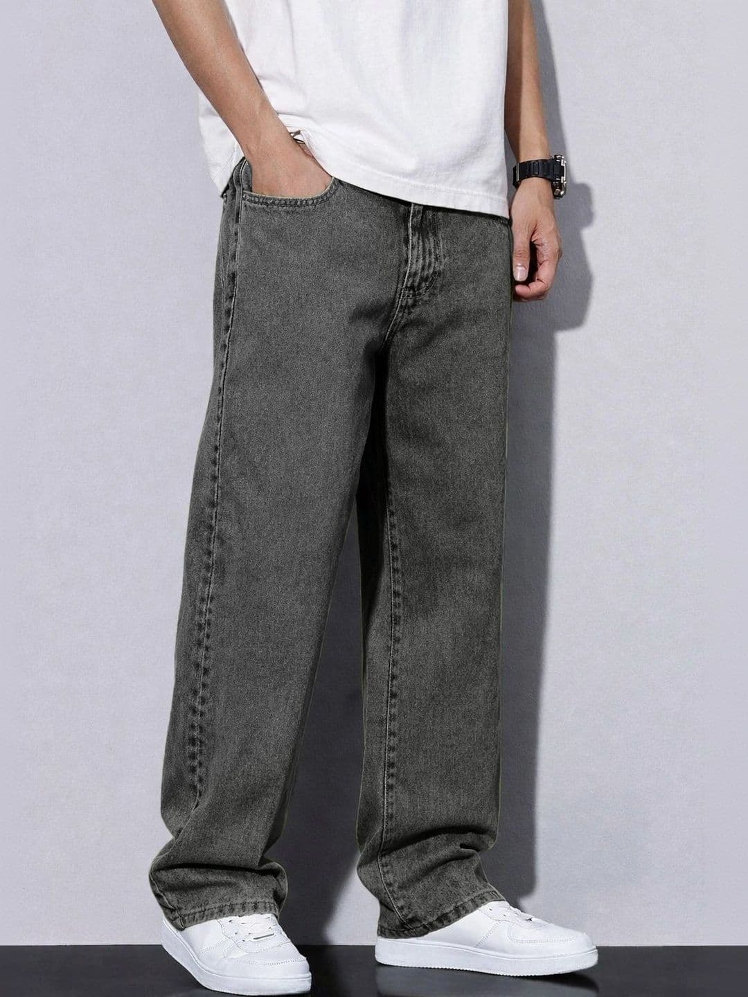 PLUS 91 Men Smart Straight Fit Mid-Rise Jeans thumbnail 3