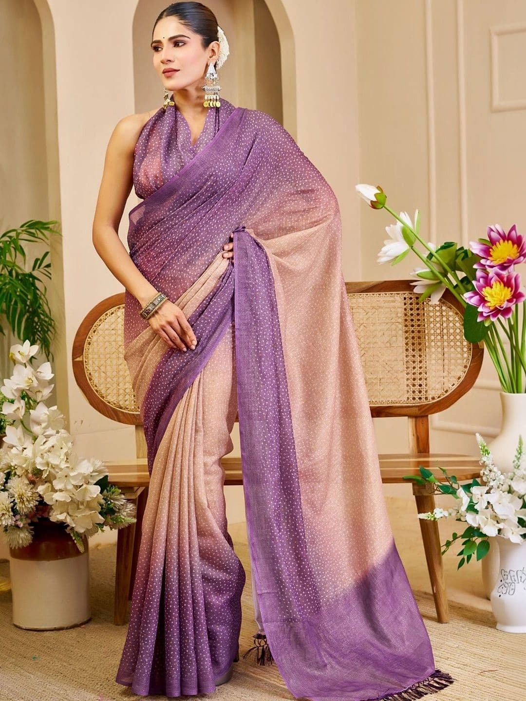 ZAMUNA Ombre Tissue Designer Bhagalpuri Saree - view 1