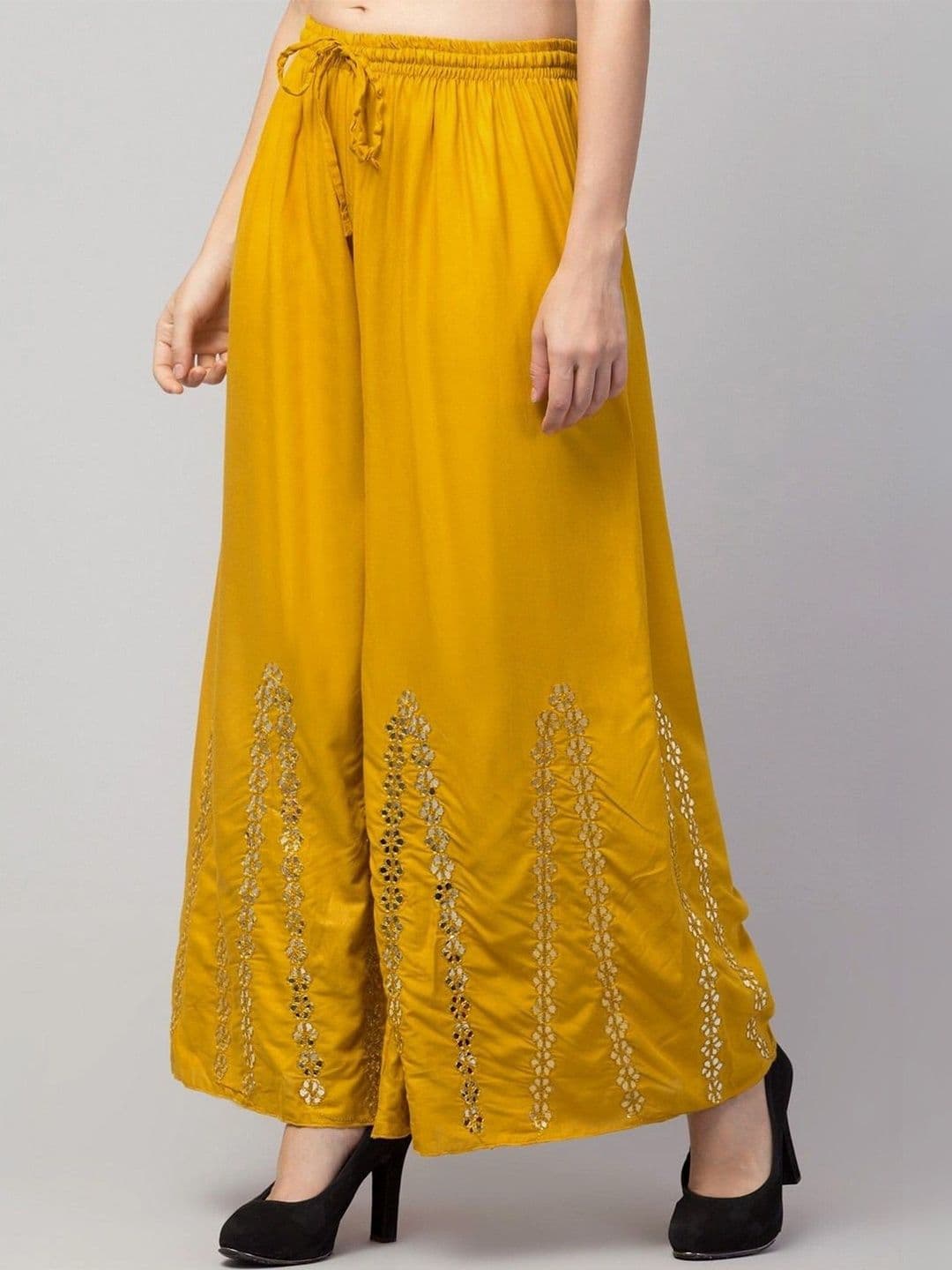 Meyara Women Ethnic Motifs Embroidered Knitted Ethnic Palazzos thumbnail 4
