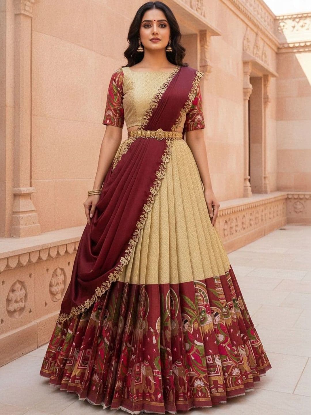 Fabcartz Women Sequinned Unstitched Lehenga & Blouse With Dupatta - view 1