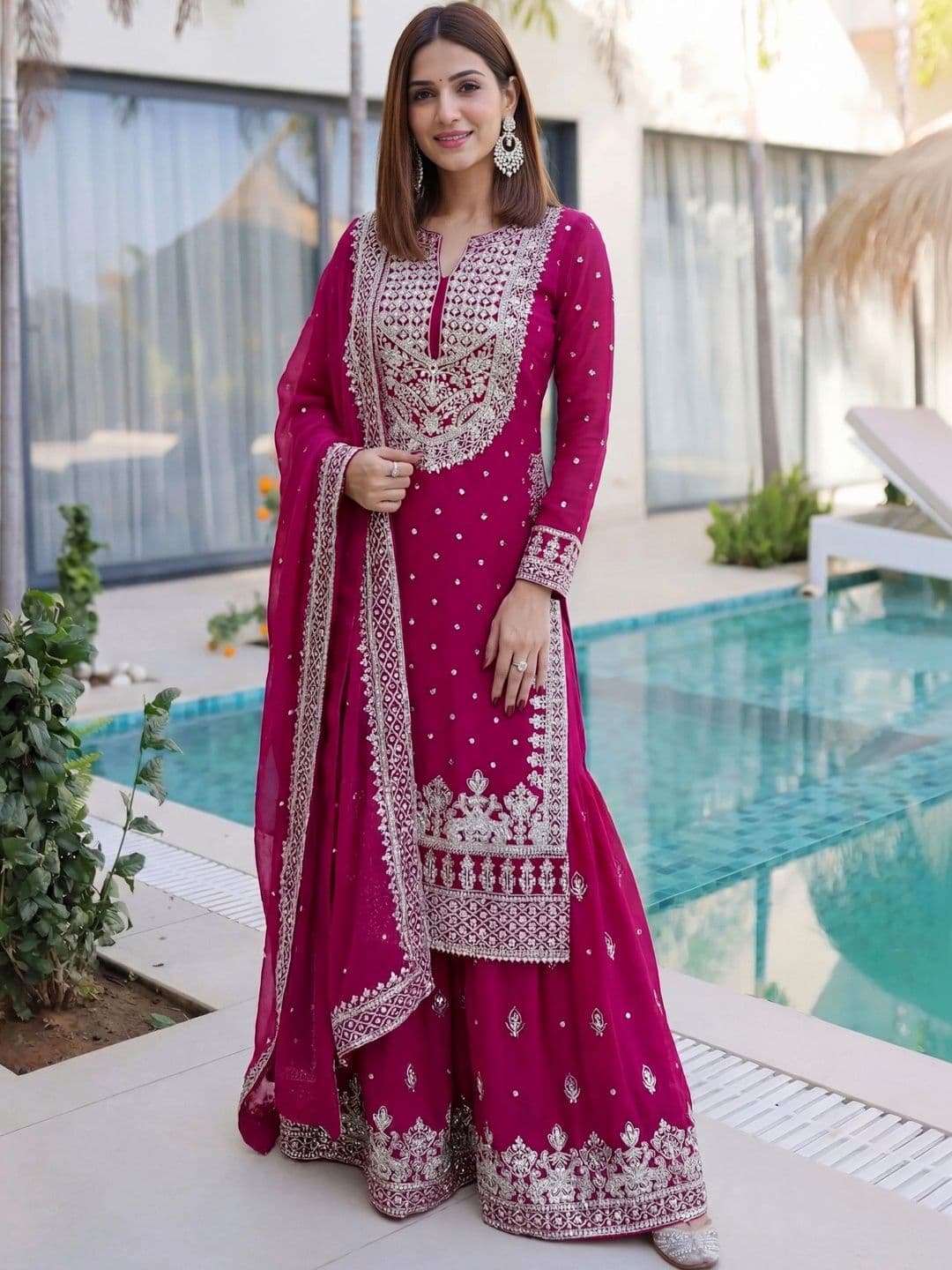 Anouk Women Ethnic Motifs Embroidered Regular Kurta with Sharara & With Dupatta thumbnail 2