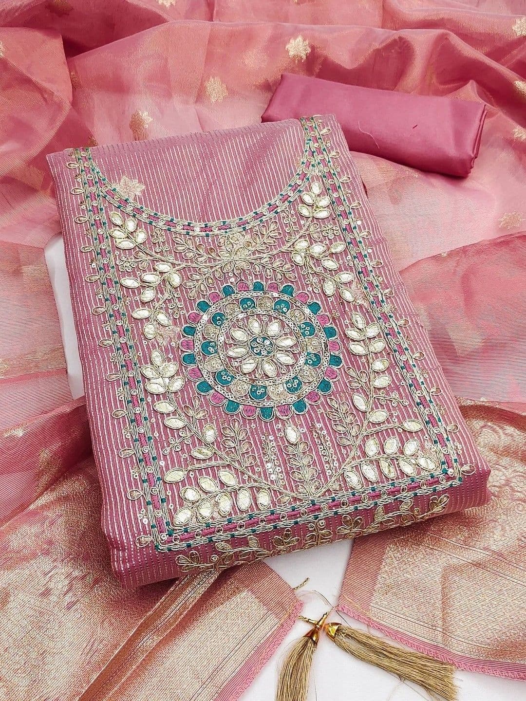 TAVAS Embroidered Unstitched Dress Material - view 1