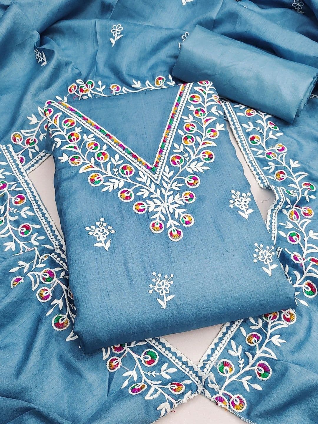 TAVAS Embroidered Pure Cotton Unstitched Dress Material thumbnail 3