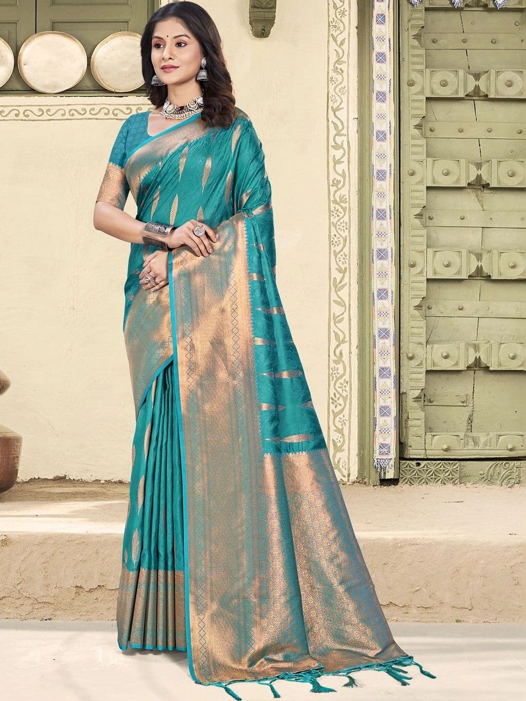 Mitera Woven Design Zari Silk Blend Banarasi Saree - view 1