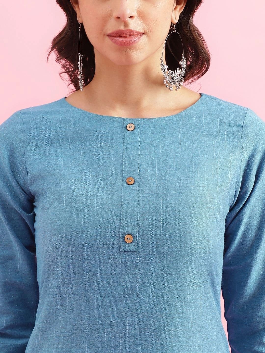 Anouk X fwd Women Blue Cotton Blend Woven Kurta thumbnail 2