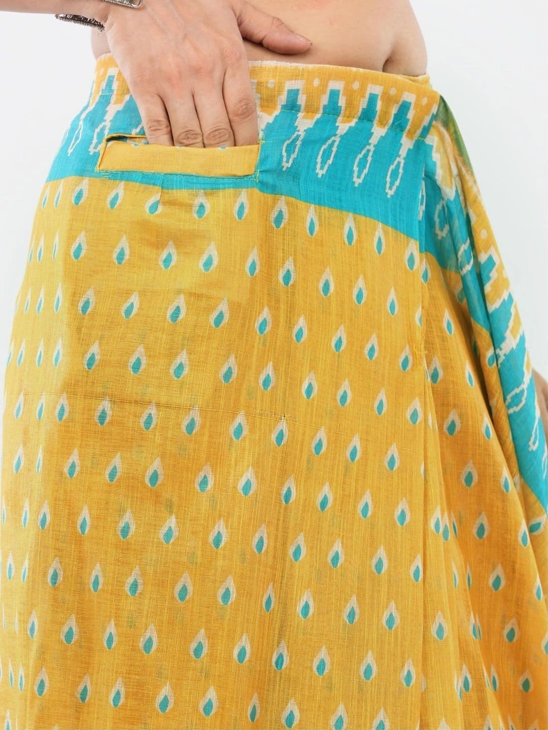 SAMANTHA Ethnic Motifs Linen Blend Belted Saree thumbnail 4