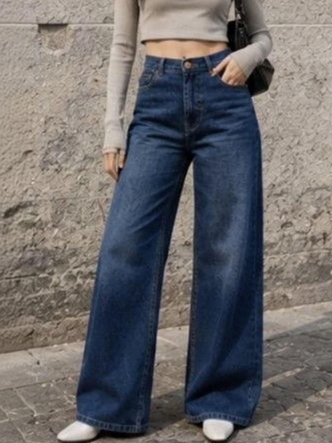Shrutika Women Original Wide Leg High-Rise Light Fade Stretchable Jeans - view 1
