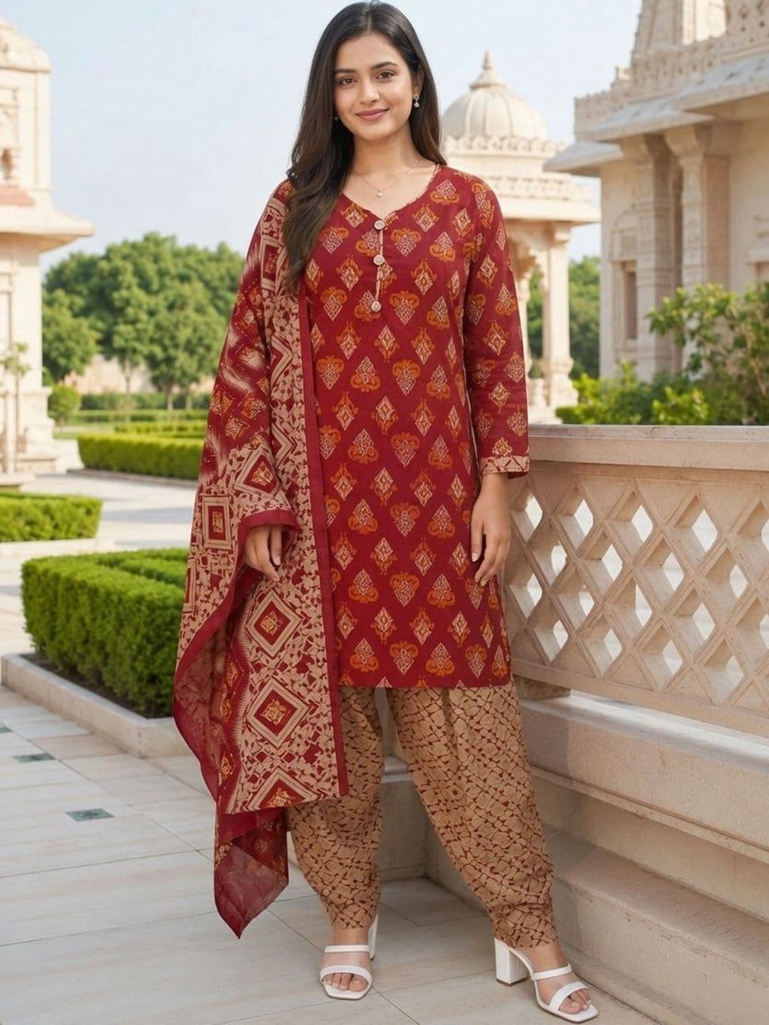 Rajnandini Women Ethnic Motifs Printed Regular Kurta with Patiala & With Dupatta thumbnail 2