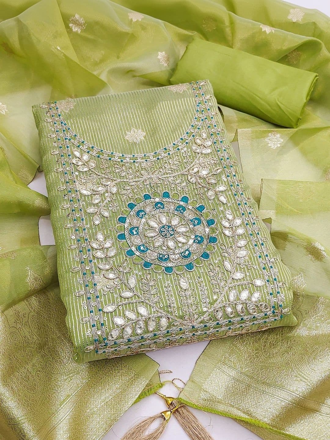 TAVAS Embroidered Unstitched Dress Material - view 1