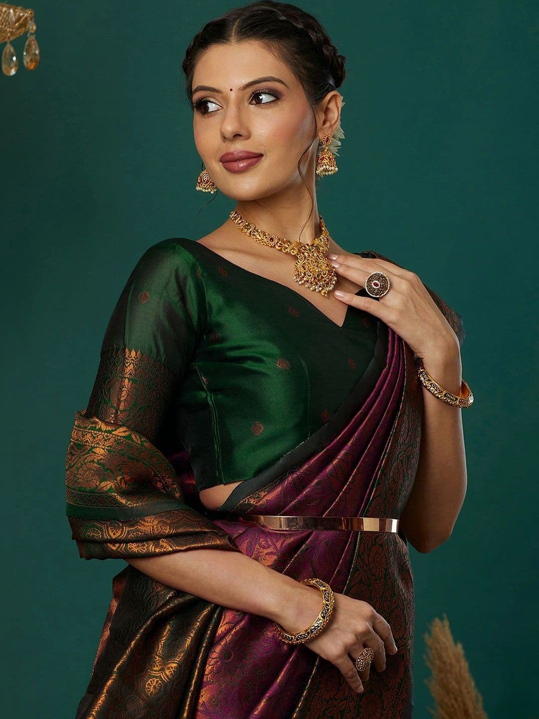 SANISA Woven Design Zari Silk Blend Saree thumbnail 4