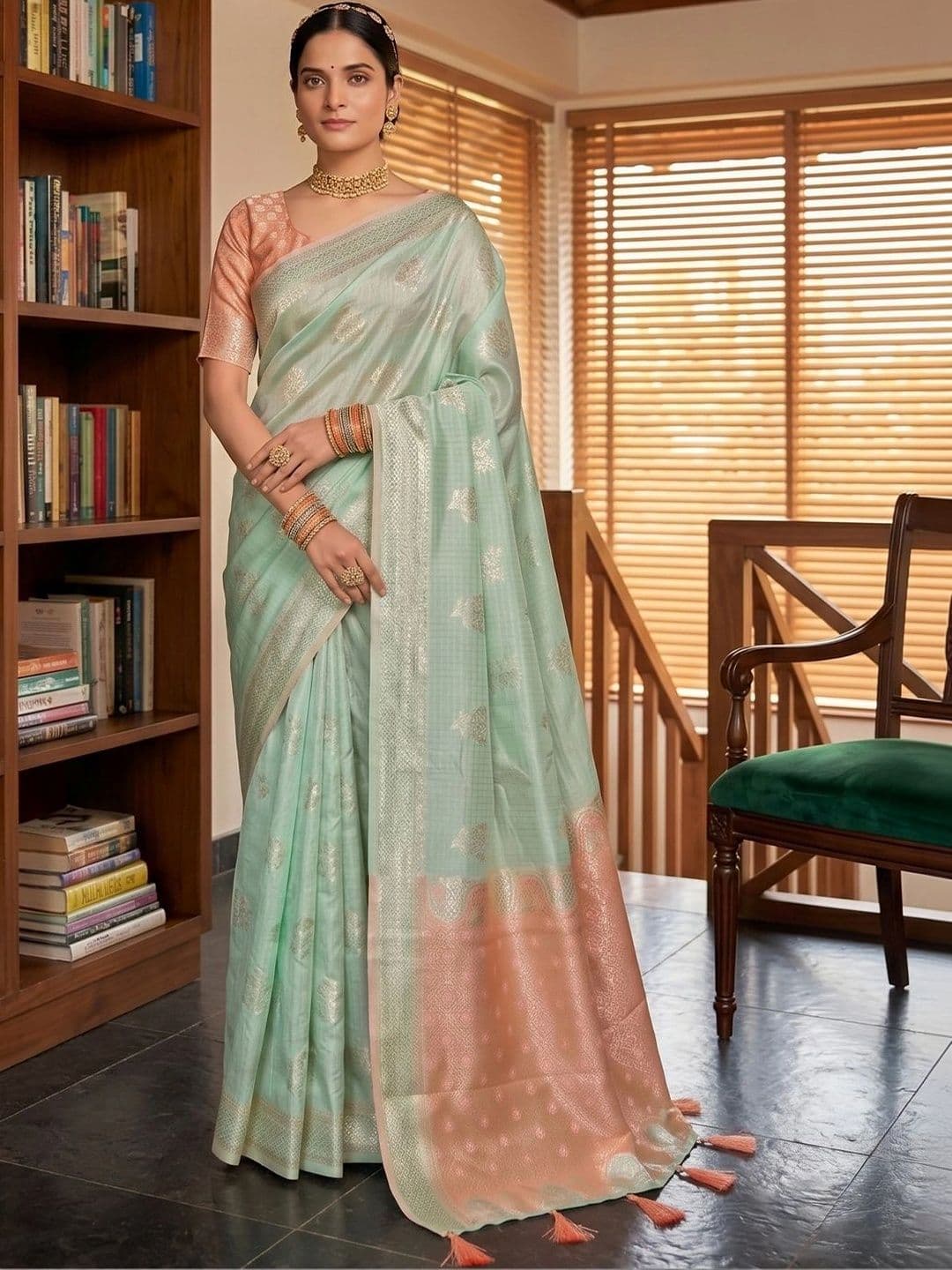Mitera Woven Design Zari Chanderi Saree - view 1