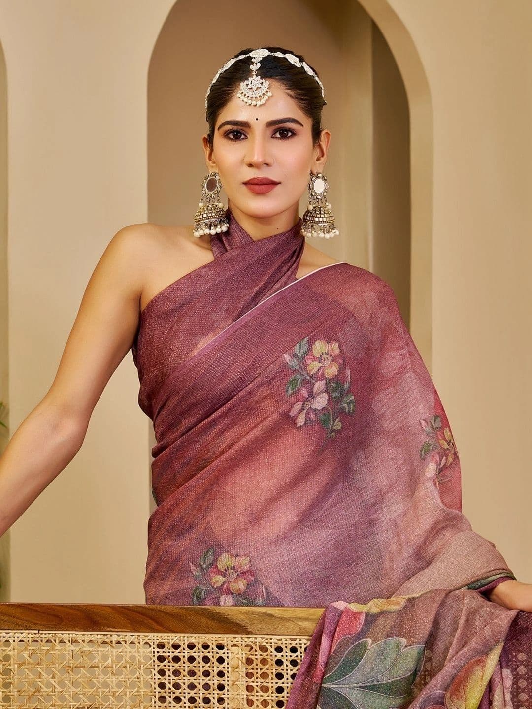 ZAMUNA Floral Tissue Designer Bhagalpuri Saree thumbnail 3