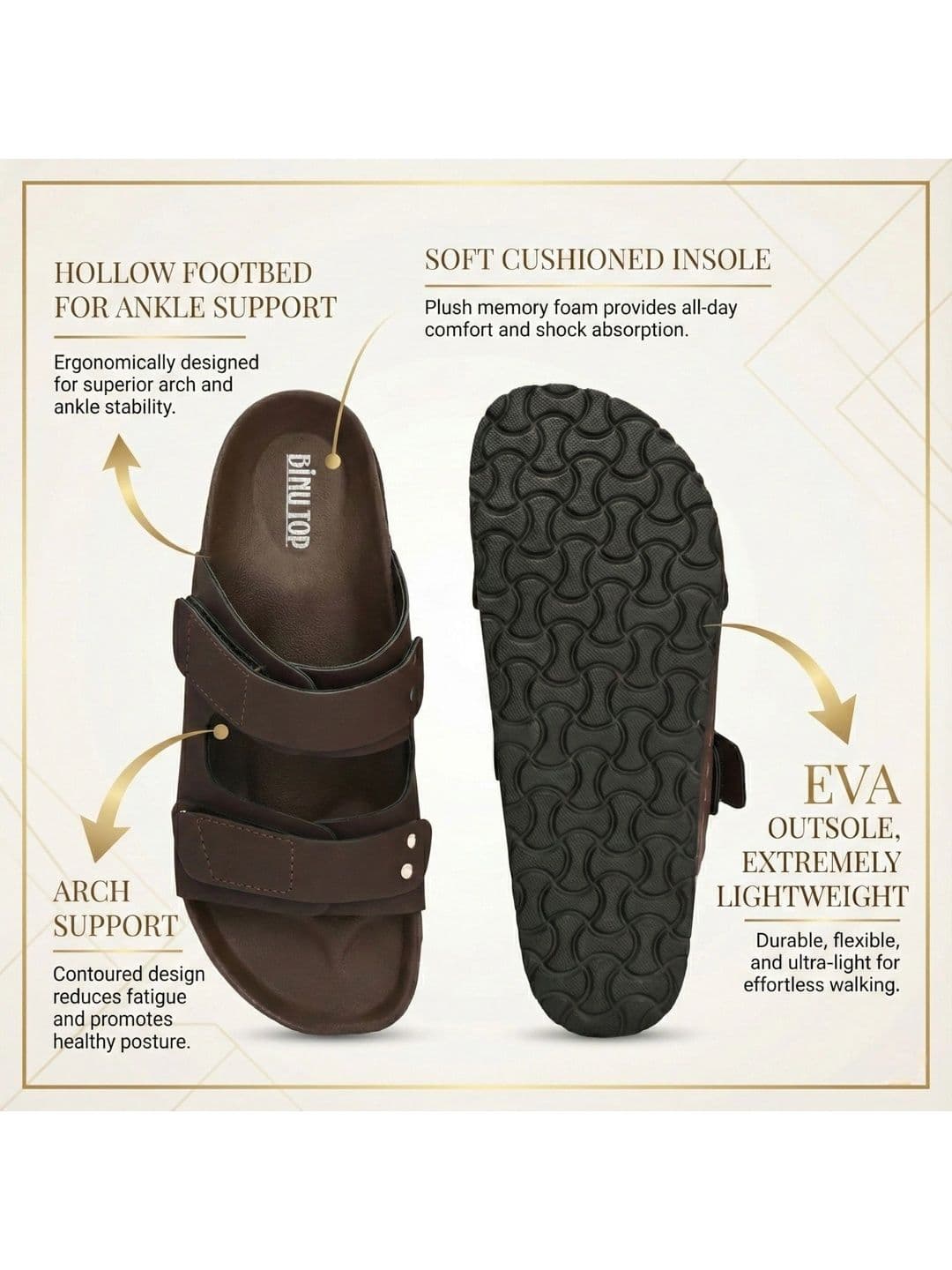 BINUTOP Men Comfort Sandals thumbnail 3