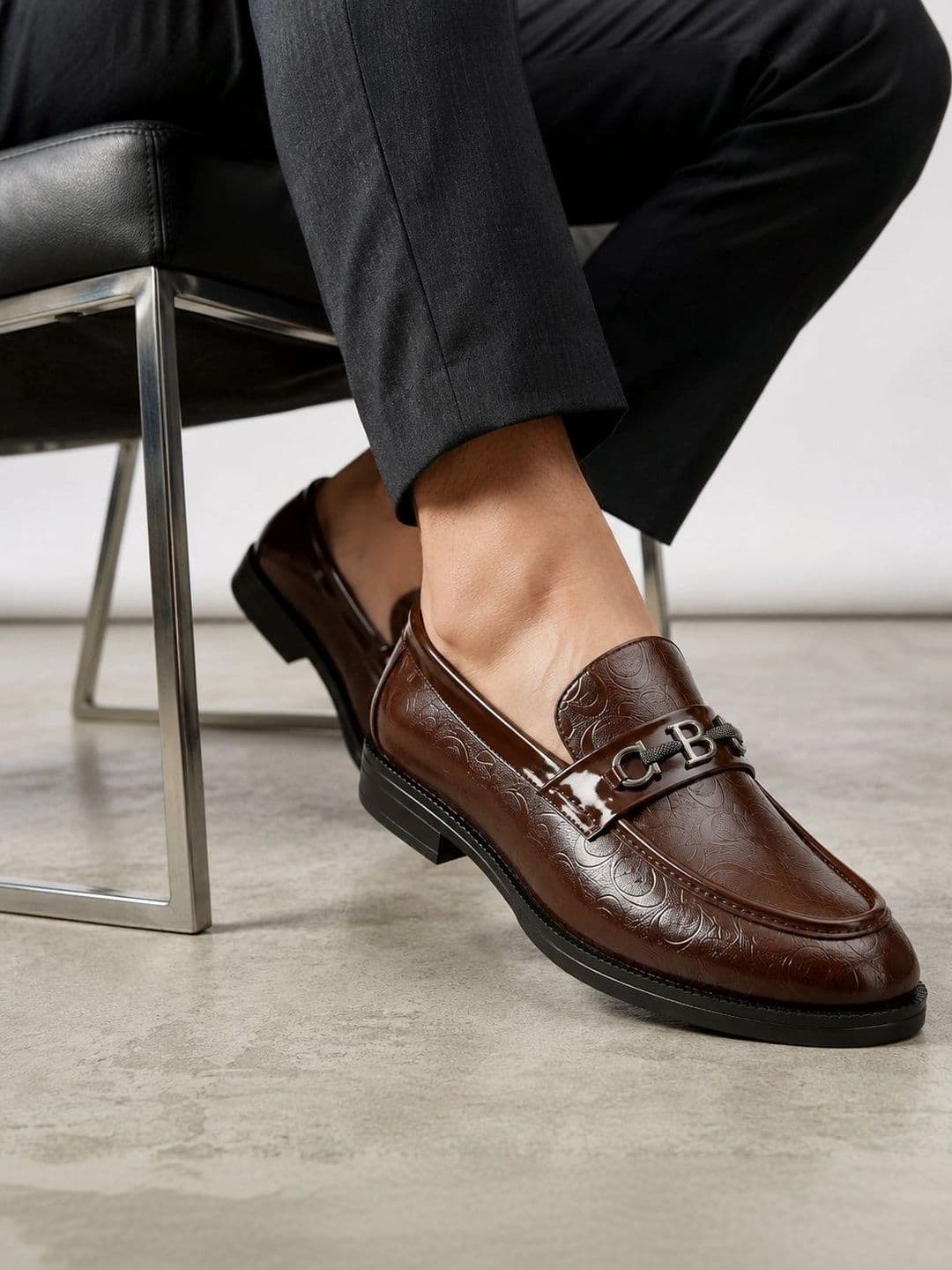 INKLENZO Men Textured Round Toe Formal Loafers thumbnail 6