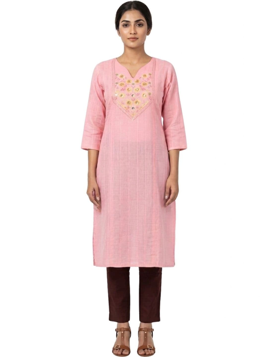 LAFURE Embellished V-Neck Sequinned Pure Cotton Sequinned Kurta thumbnail 2