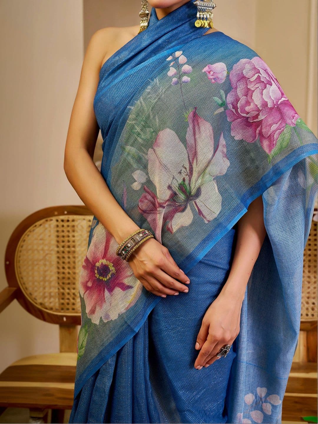 SAIYAMORI Floral Pure Cotton Saree thumbnail 4