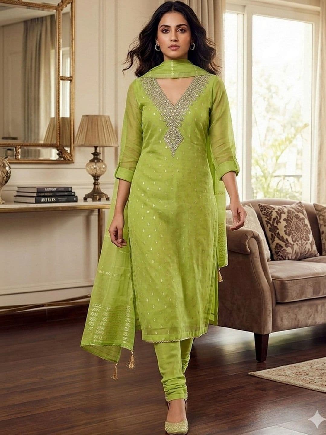 TAVAS Embroidered Unstitched Dress Material - view 1