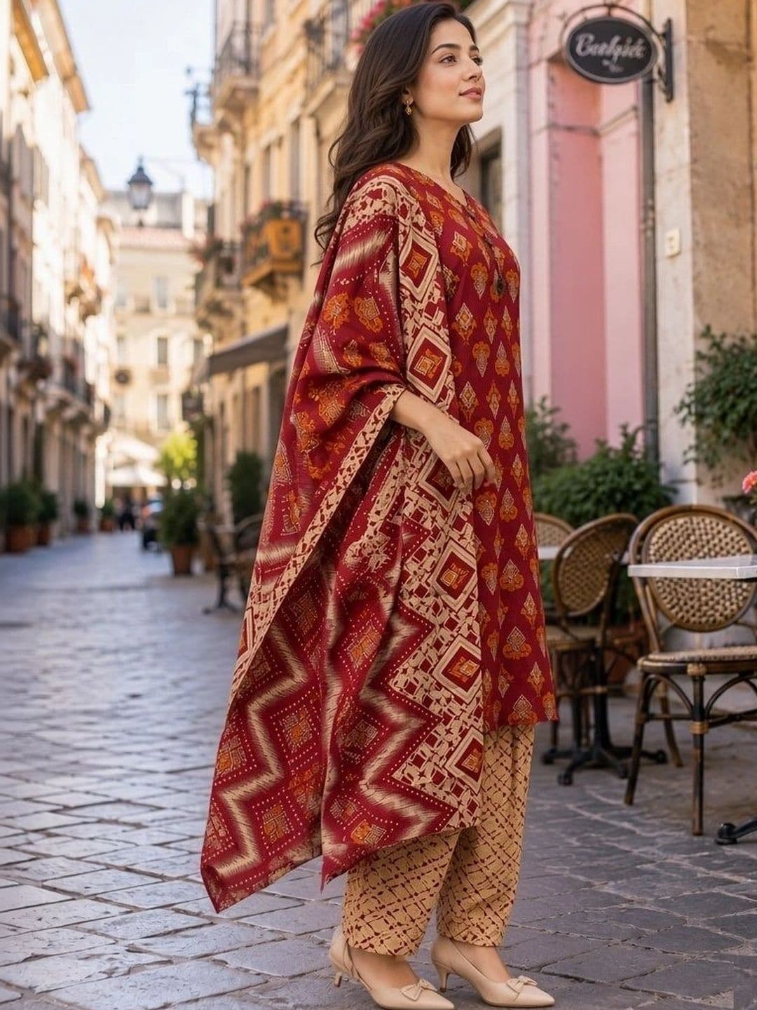 Merira Women Ethnic Motifs Printed Regular Kurta with Patiala & With Dupatta thumbnail 2