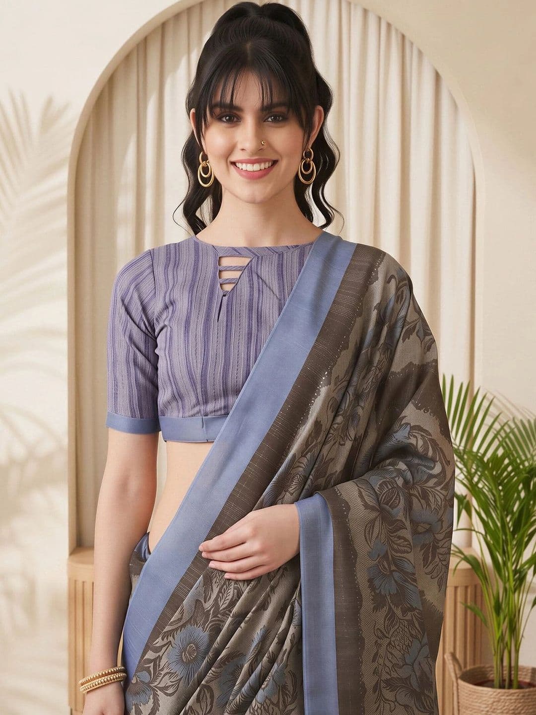 Sangria Floral Designer Saree thumbnail 3