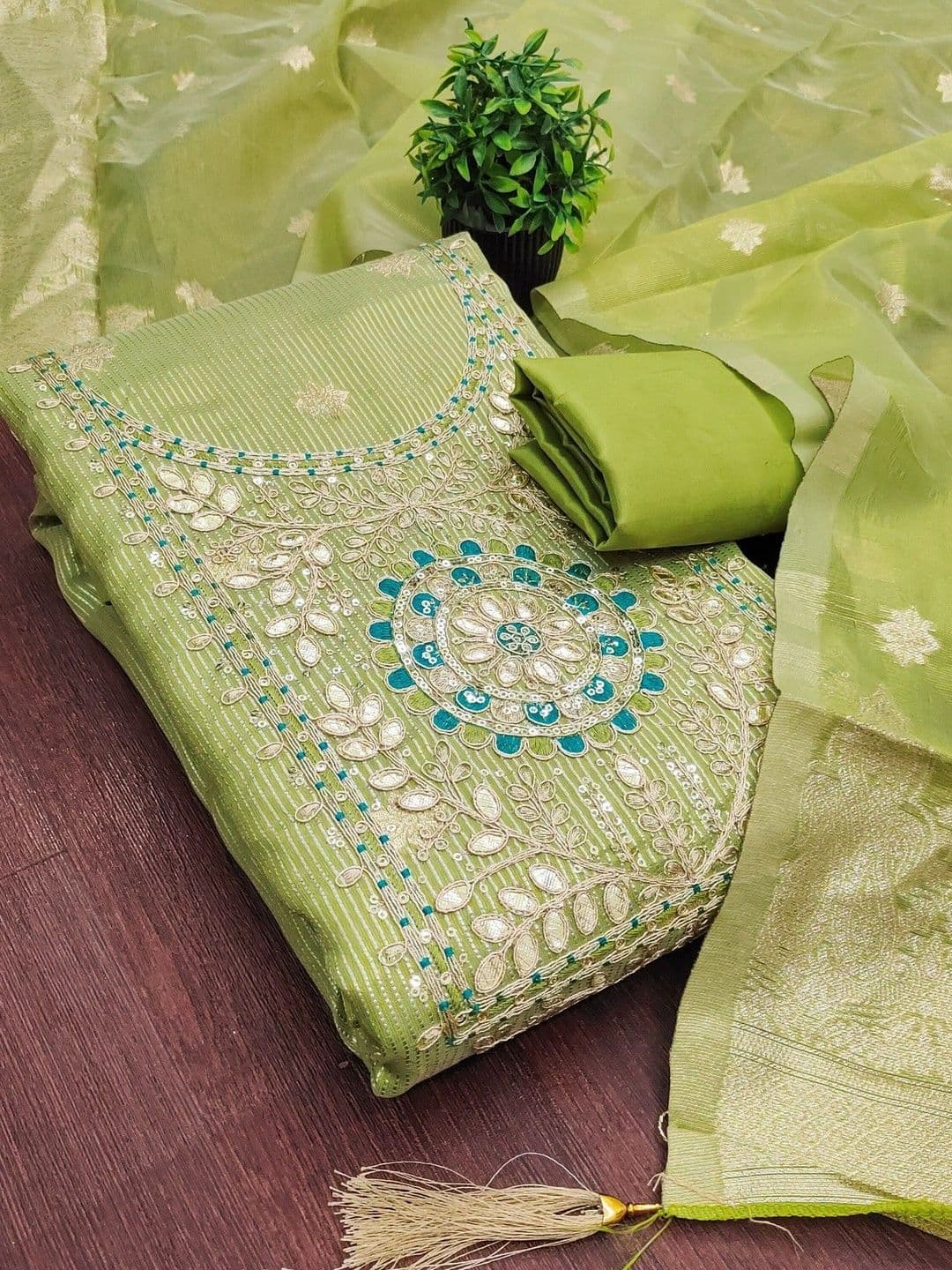 TAVAS Embroidered Unstitched Dress Material thumbnail 3