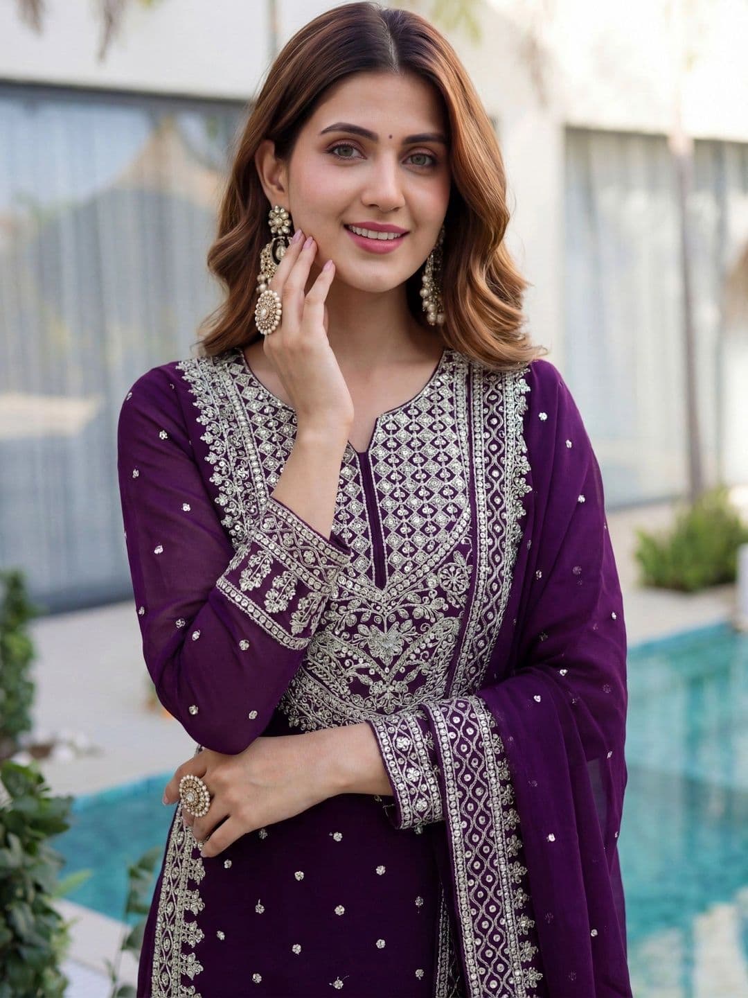 Anouk Women Ethnic Motifs Embroidered Regular Kurta with Sharara & With Dupatta thumbnail 3