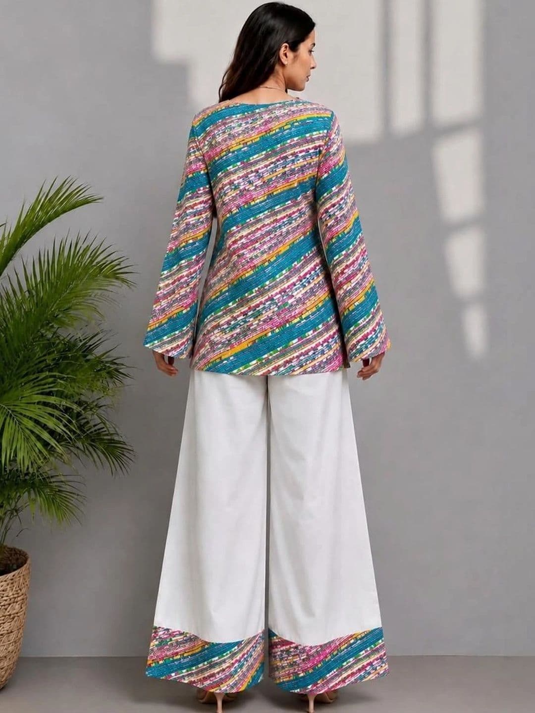 HERE&NOW X fwd Women Printed Regular Kurta with Palazzos thumbnail 2