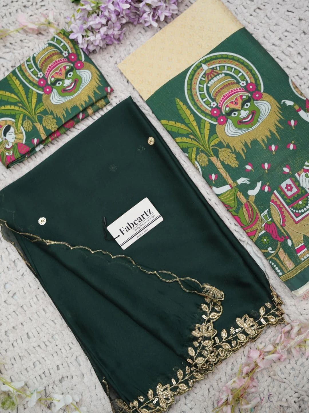 Fabcartz Sequinned Unstitched Lehenga & Blouse With Dupatta thumbnail 3