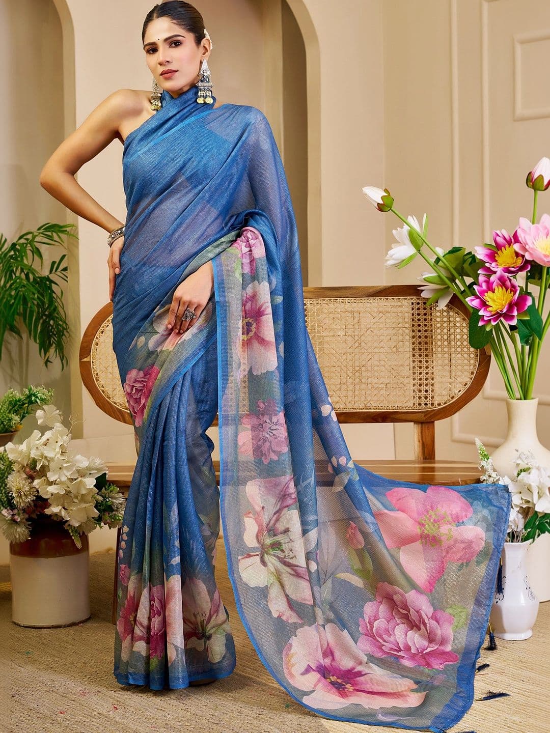 SAIYAMORI Floral Pure Cotton Saree thumbnail 2