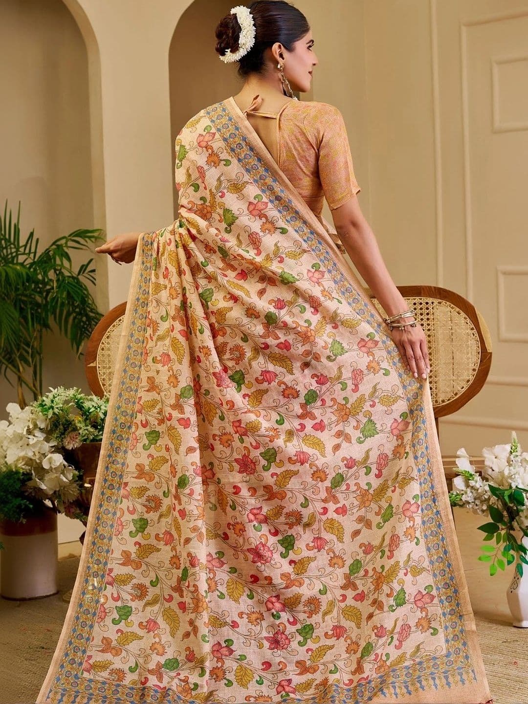 ZAMUNA Floral Tissue Designer Bhagalpuri Saree thumbnail 4