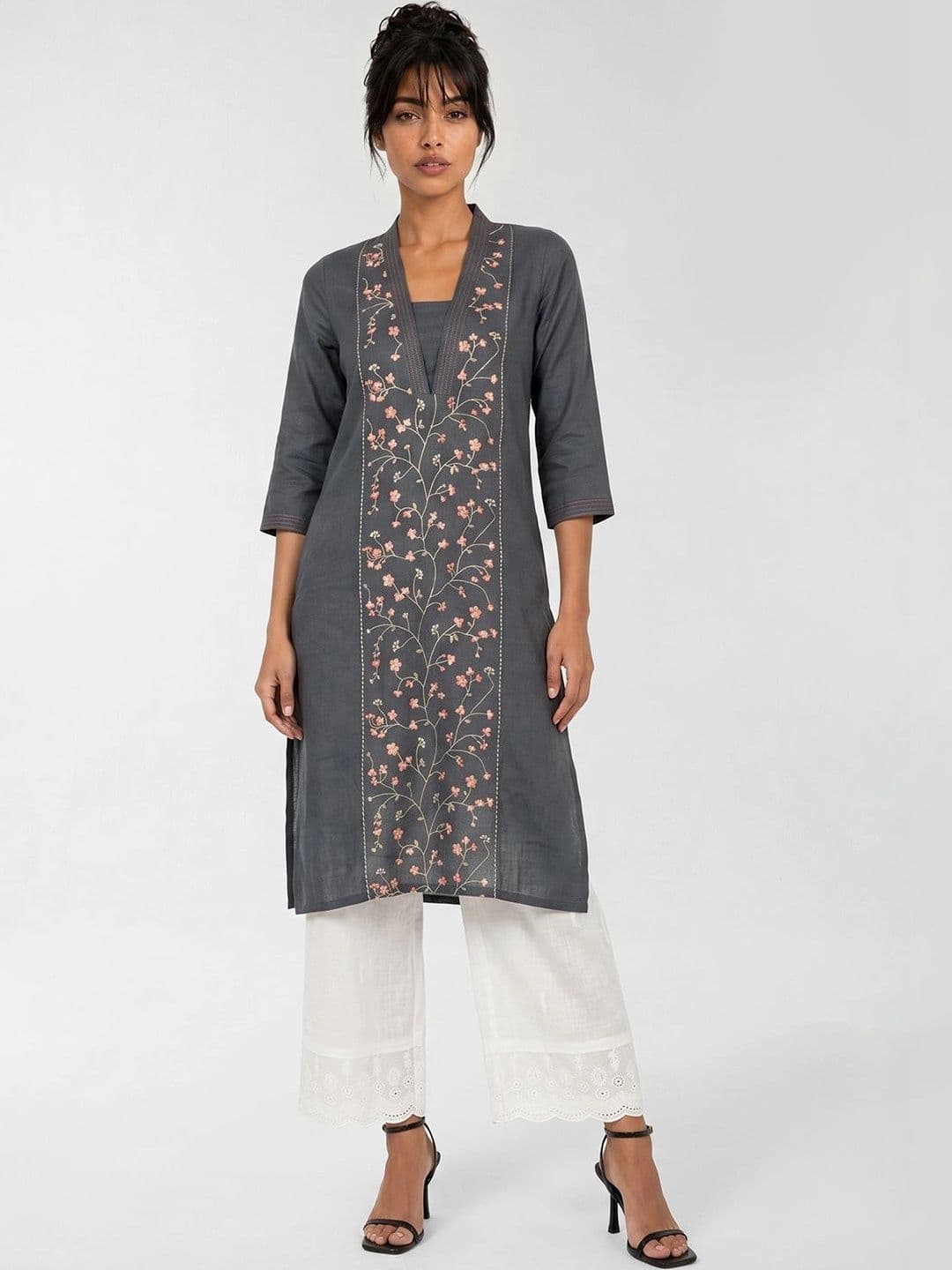 max Women Floral Embroidered Thread Work Floral Kurta thumbnail 2