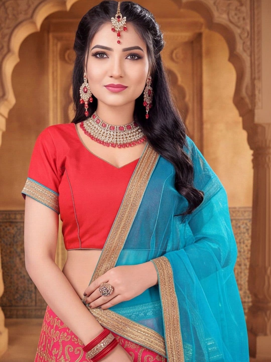 Anouk Rustic Semi-Stitched Lehenga & Unstitched Blouse With Dupatta thumbnail 4