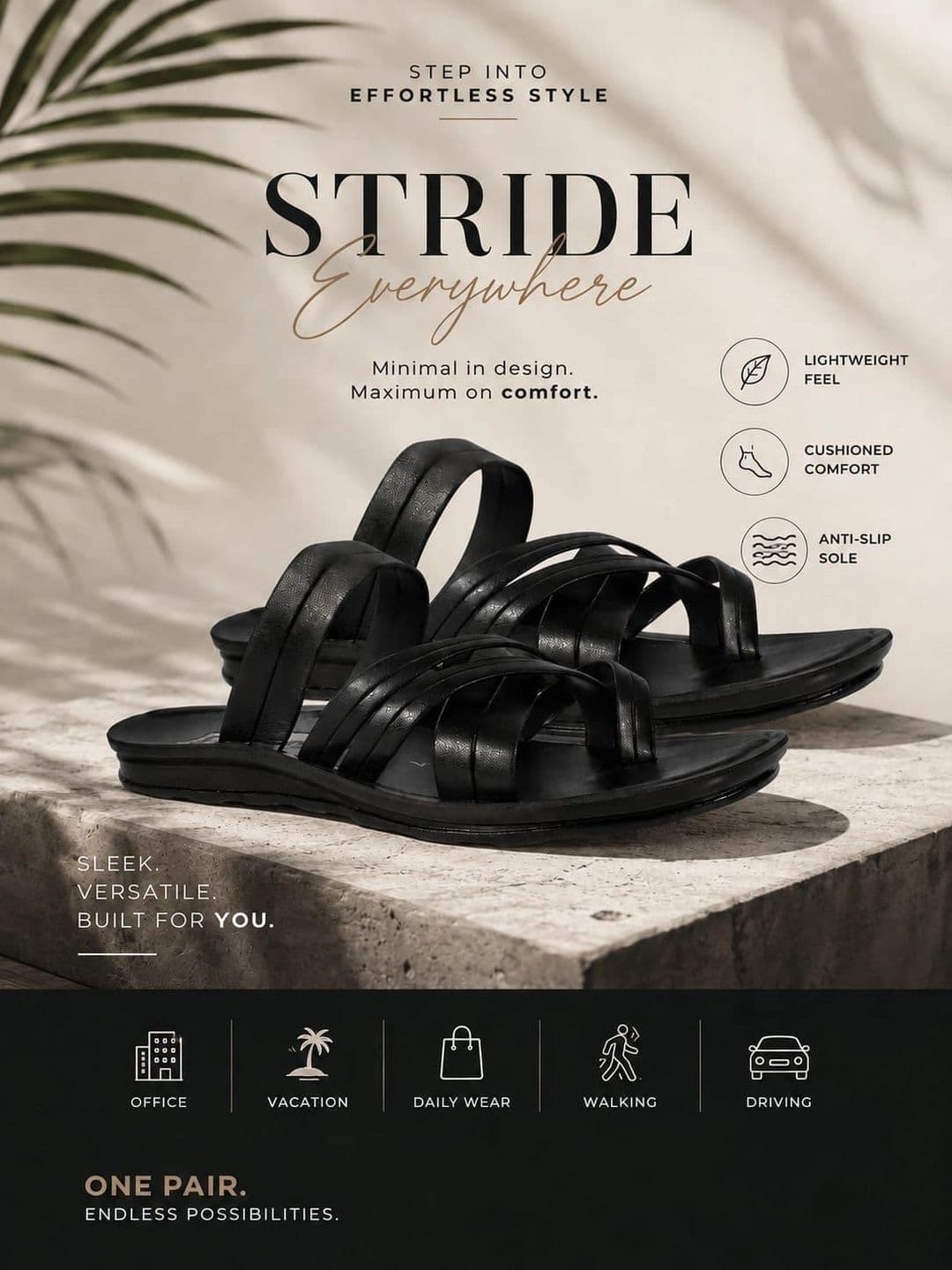 Trump Black PU Flip Flops thumbnail 7
