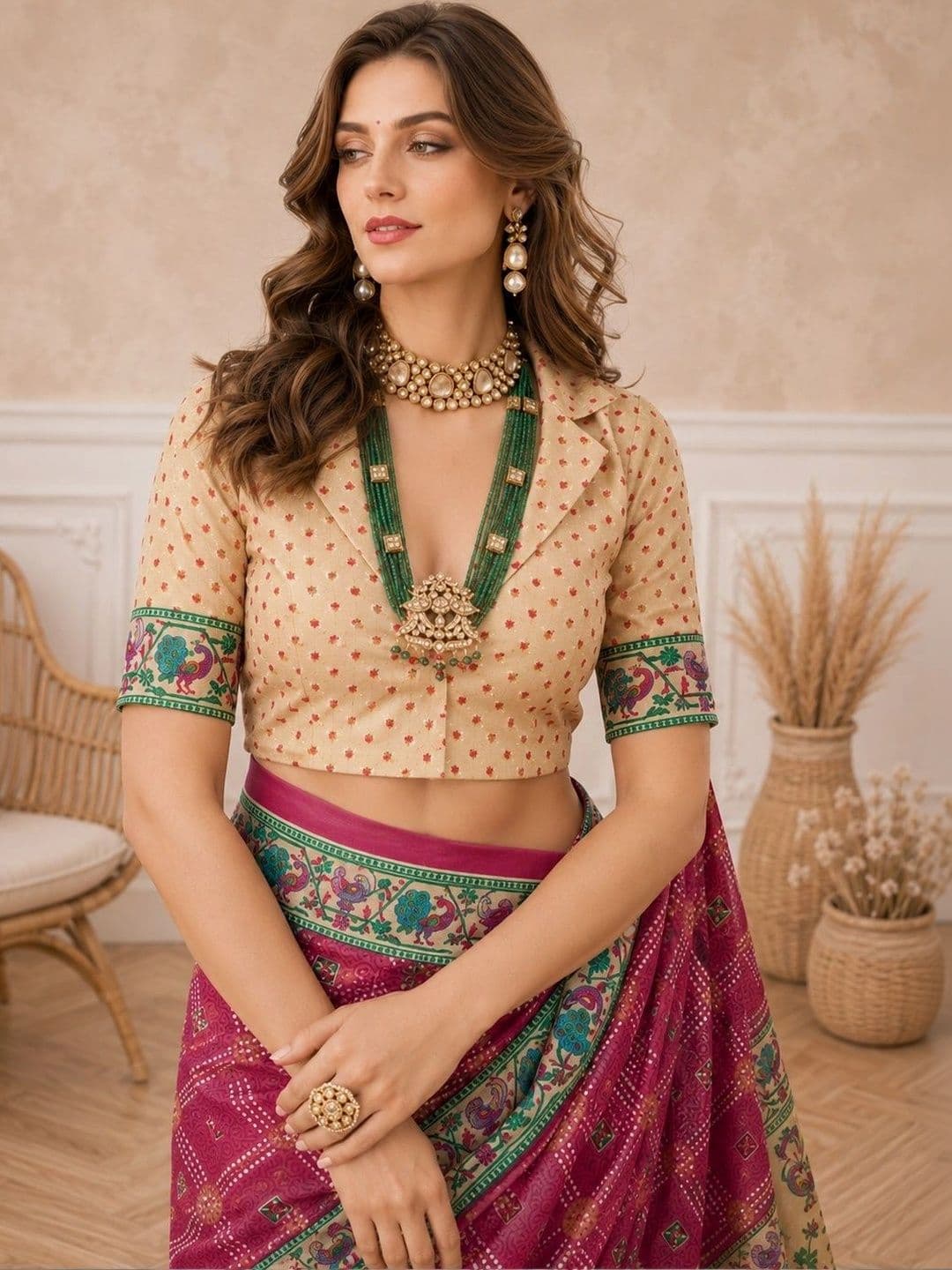all about you Bandhani Zari Silk Blend Designer Paithani Saree thumbnail 4