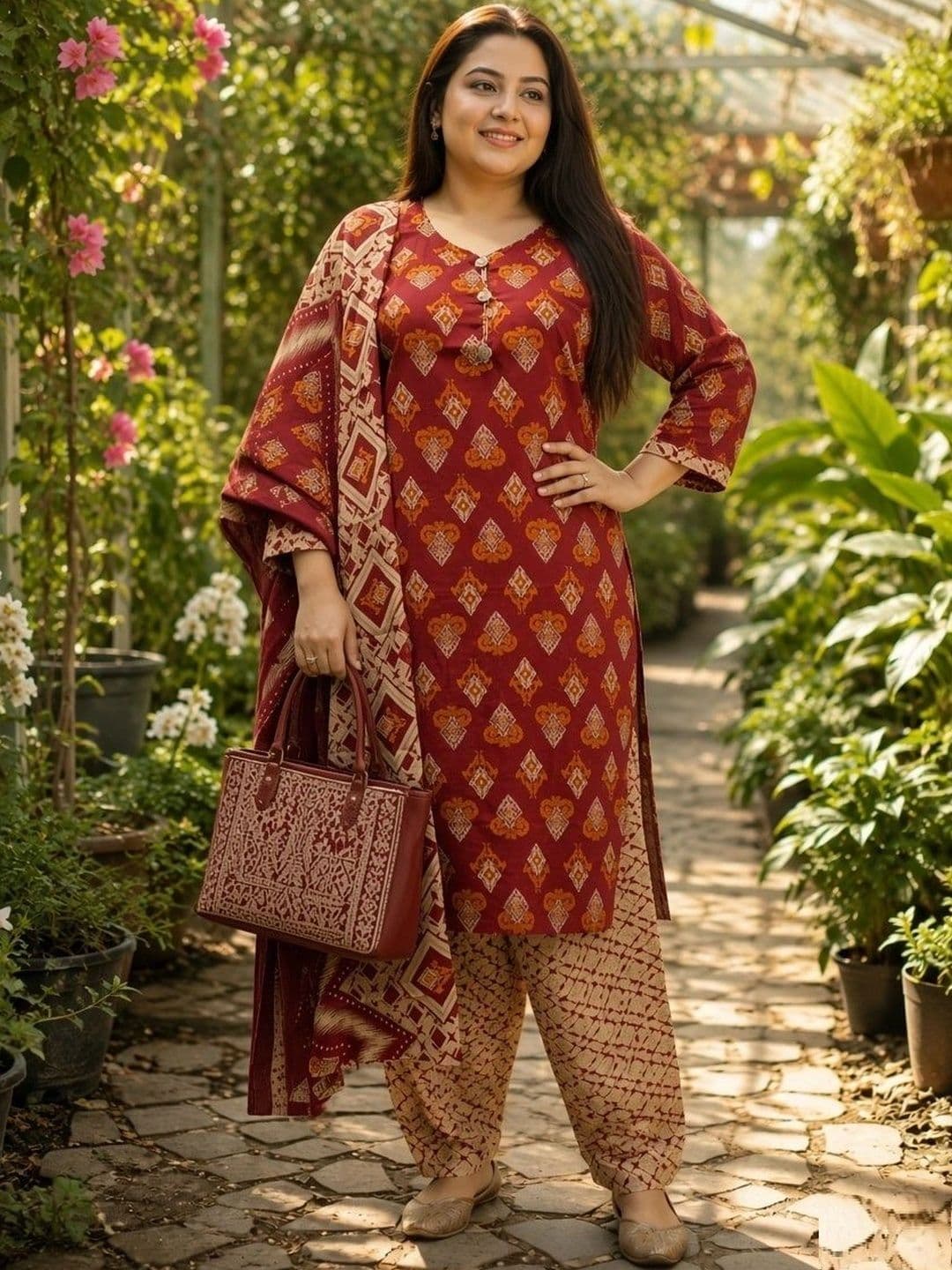 Moda Rapido Women Ethnic Motifs Printed Regular Kurta with Patiala & With Dupatta thumbnail 2